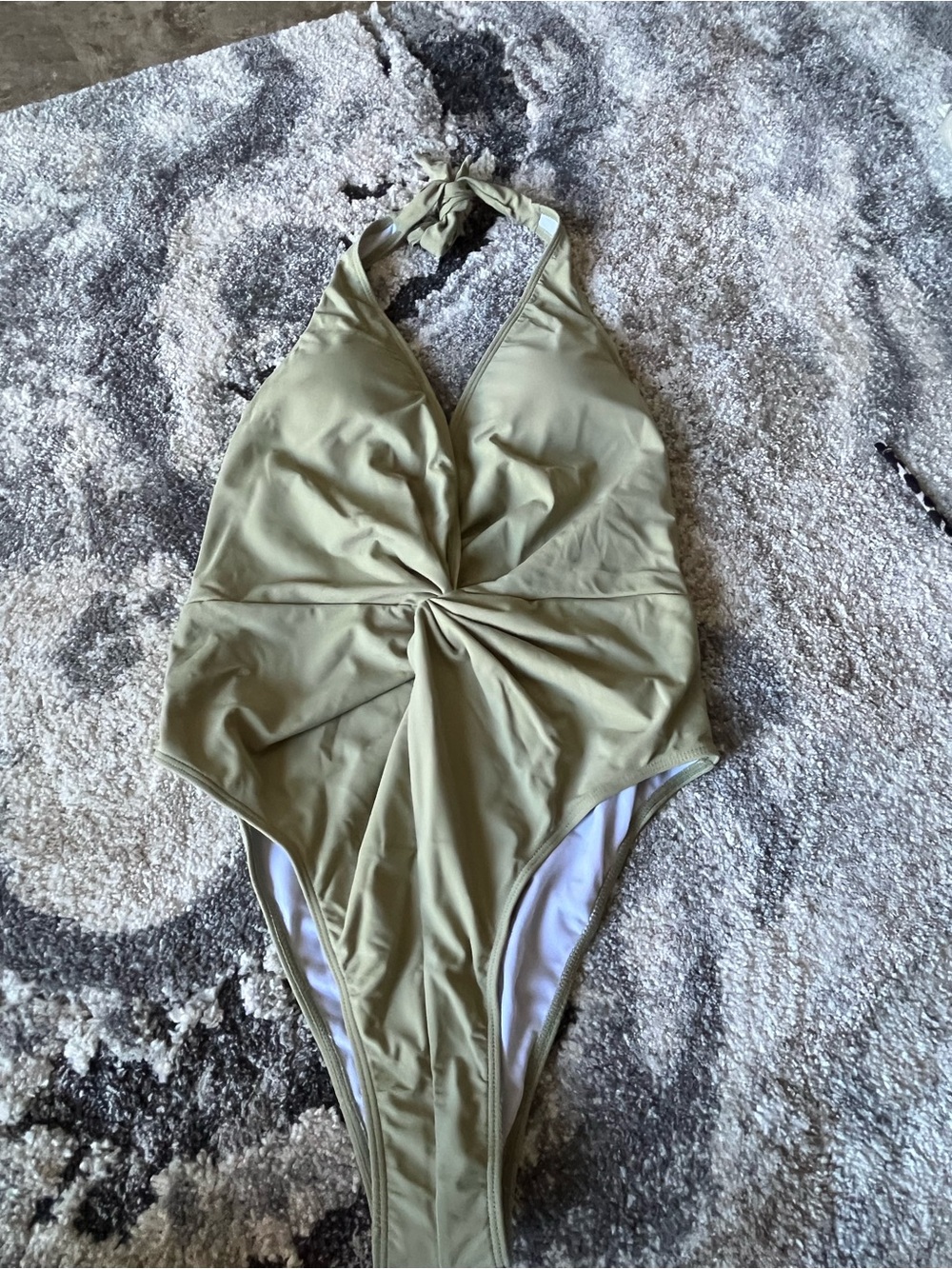 fashion nova green halter top one peice bathing suit